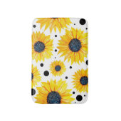 黄色のひまわり白い背景パターン バスマット (正面縦)