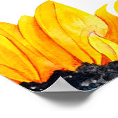 黄色のひまわり白い背景パターン ポスター (角)