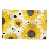 黄色のひまわり白い背景パターン 枕カバー (裏面)