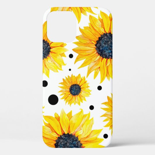 黄色のひまわり白い背景パターン Case-Mate iPhoneケース (裏面)