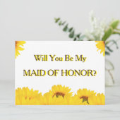 黄色のひまわり私のメイド・オブ・オーナー（花嫁付き添い人） 招待状 (スタンド正面)