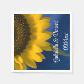 黄色のひまわり結婚が青 スタンダードカクテルナプキン (正面)
