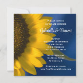 黄色のひまわり結婚が青 招待状 (正面)