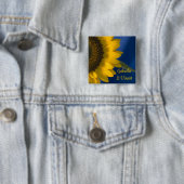 黄色のひまわり結婚が青 缶バッジ (インサイチュ)