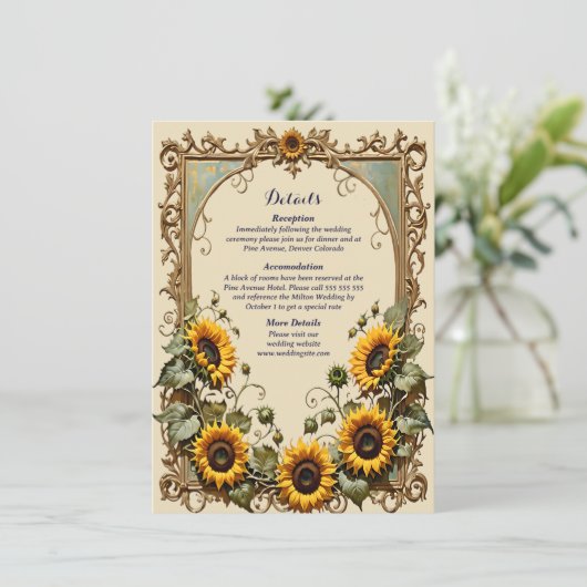 黄色のひまわり結婚と枠 エンクロージャーカード (スタンド正面)