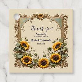 黄色のひまわり結婚と枠 フェイバータグ