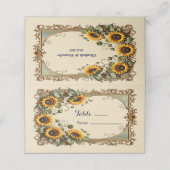 黄色のひまわり結婚と枠 プレイスカード (外部開封)