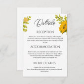 黄色のひまわり結婚式 詳細 封入カード サンキューカード (正面/裏面)