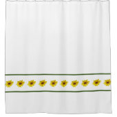 黄色のひまわり縁ど白緑 シャワーカーテン (正面)