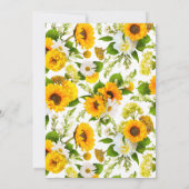 黄色のひまわり花の50周年結婚記念日 招待状 (裏面)