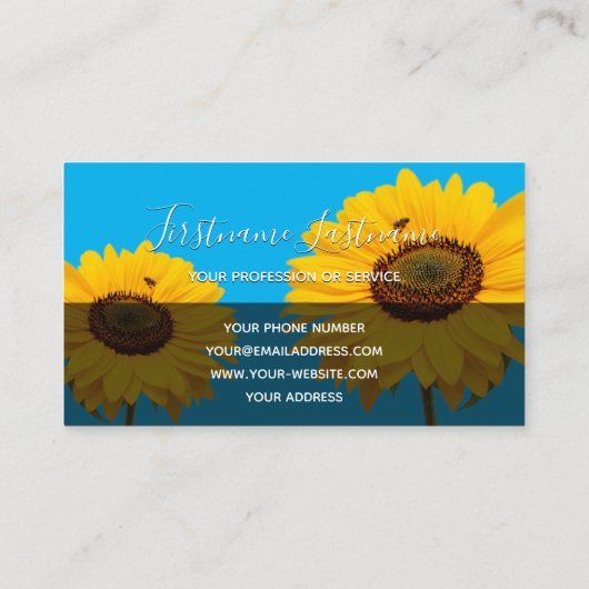 黄色のひまわり花は青いモノグラムの長方形を咲かせる 名刺 (裏面)