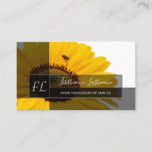 黄色のひまわり花は青いモノグラムの長方形を咲かせる 名刺 (正面)
