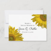 黄色のひまわり花共有追悼式 ノートカード (正面)