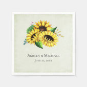 黄色のひまわり花水彩結婚の花束 スタンダードカクテルナプキン (正面)