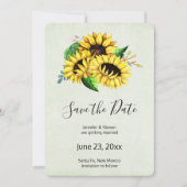 黄色のひまわり花水彩結婚の花束 セーブザデート (正面)