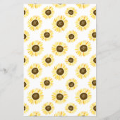 黄色のひまわり花瓶ブライダルシャワー招待状 (裏面)