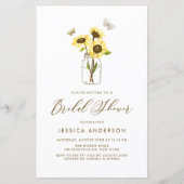 黄色のひまわり花瓶ブライダルシャワー招待状 (正面)