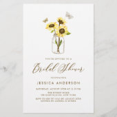 黄色のひまわり花瓶ブライダルシャワー招待状 (正面)
