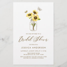黄色のひまわり花瓶ブライダルシャワー招待状