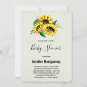 黄色のひまわり花花水彩ベビーシャワー 招待状 (正面)