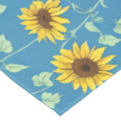 黄色のひまわり葉は青い背景 テーブルクロス (アングル)