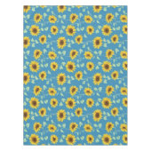 黄色のひまわり葉は青い背景 テーブルクロス (正面)