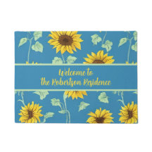 黄色のひまわり葉は青い背景