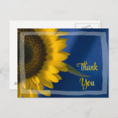 黄色のひまわり青ありがとう ポストカード (正面/裏面)