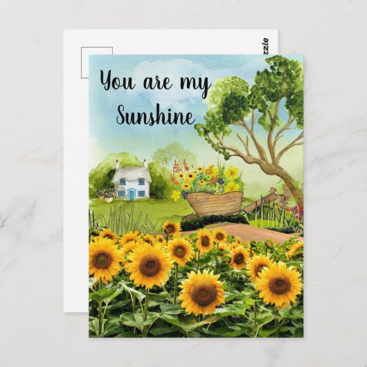 黄色のひまわり風景 ポストカード (正面/裏面)