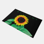 黄色のひまわり黒の書式 ドアマット (アングル)