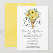 黄色のひまわり アイスクリームコーンのブライダルシャワー 招待状 (正面/裏面)