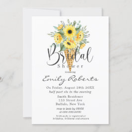 黄色のひまわり アイスクリームコーンのブライダルシャワー 招待状
