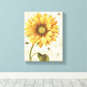 黄色のひまわり キャンバスプリント (インサイチュ (ウッドフロア))