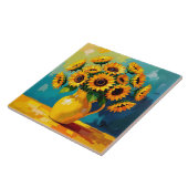 黄色のひまわり(ターコイズ付) タイル (側面)