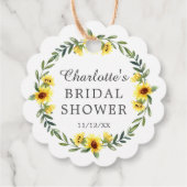 黄色のひまわり ブライダルシャワーのお土産ギフトタグ フェイバータグ (裏面)