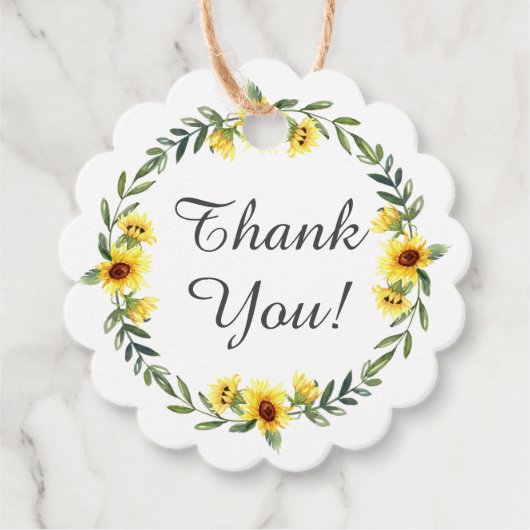 黄色のひまわり ブライダルシャワーのお土産ギフトタグ フェイバータグ (正面)