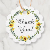 黄色のひまわり ブライダルシャワーのお土産 ギフトタグ フェイバータグ (正面)