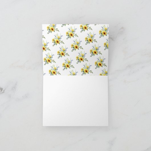 黄色のひまわり ブライダルシャワーの感謝の気持ちを伝えるカード サンキューカード (内部)