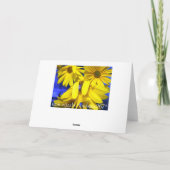 黄色のひまわり、ブルービー – 誕生日カード カード (裏面)