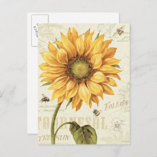 黄色のひまわり ポストカード (正面/裏面)