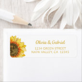 黄色のひまわり。植物学結婚の住所 ラベル (インサイチュ)