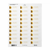 黄色のひまわり。植物学結婚の住所 ラベル (フルシート)