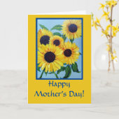 黄色のひまわり 母の日のパーソナライズ カード (黄色い花)