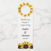 黄色のひまわり 水彩花イラスト ボトルネックタグ (正面)