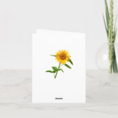 黄色のひまわり 花のブランク ノート カード ありがとう (裏面)