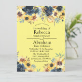 黄色のひまわり 花束 ウェディング 招待状 (スタンド正面)