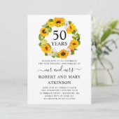 黄色のひまわり 花束 50周年 結婚記念日 招待状 (スタンド正面)