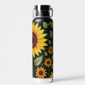 黄色のひまわり（黒） ウォーターボトル (背面)