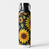 黄色のひまわり（黒） ウォーターボトル (正面)