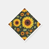 黄色のひまわり（黒） スタンダードカクテルナプキン (角)